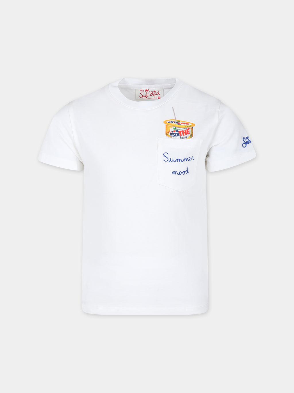 T-shirt blanc pour garçon avec imprimé Estathé